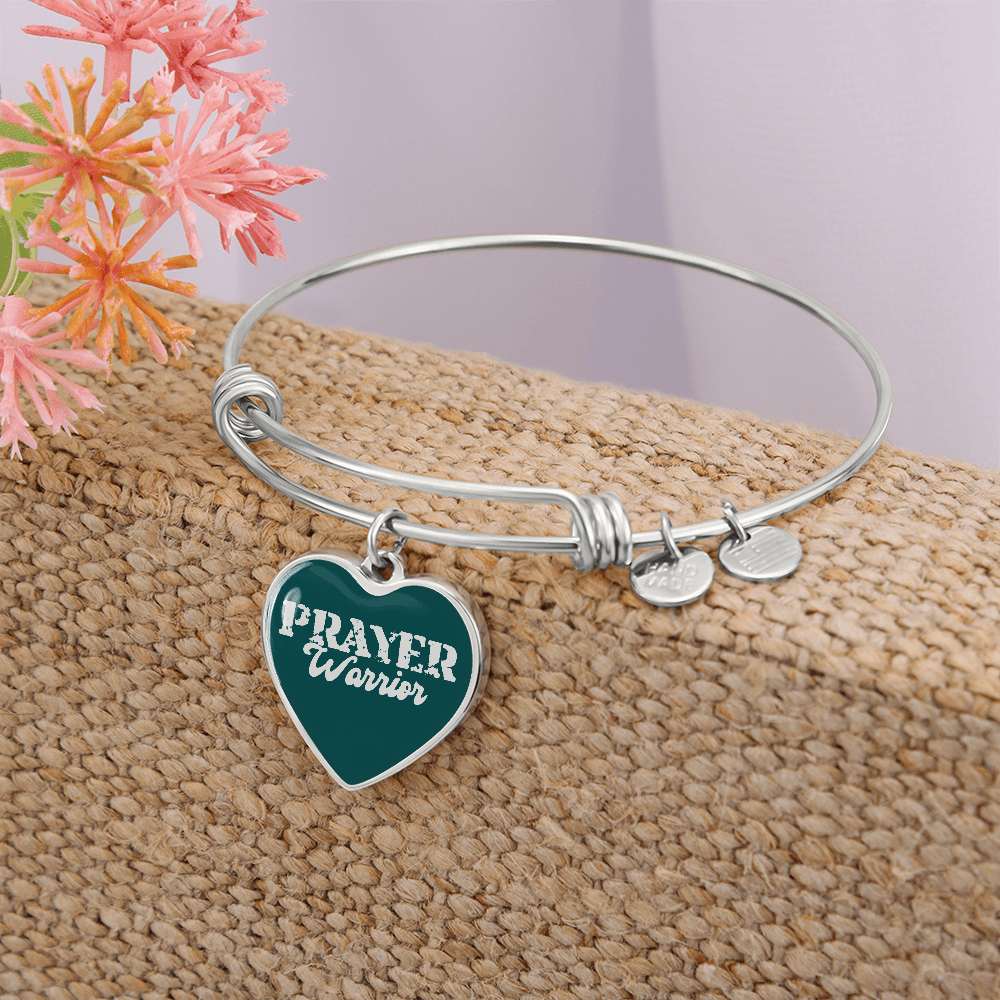 Prayer Warrior - Non-Message Card Luxury Heart Bangle - Gift for Her - Gift for Him