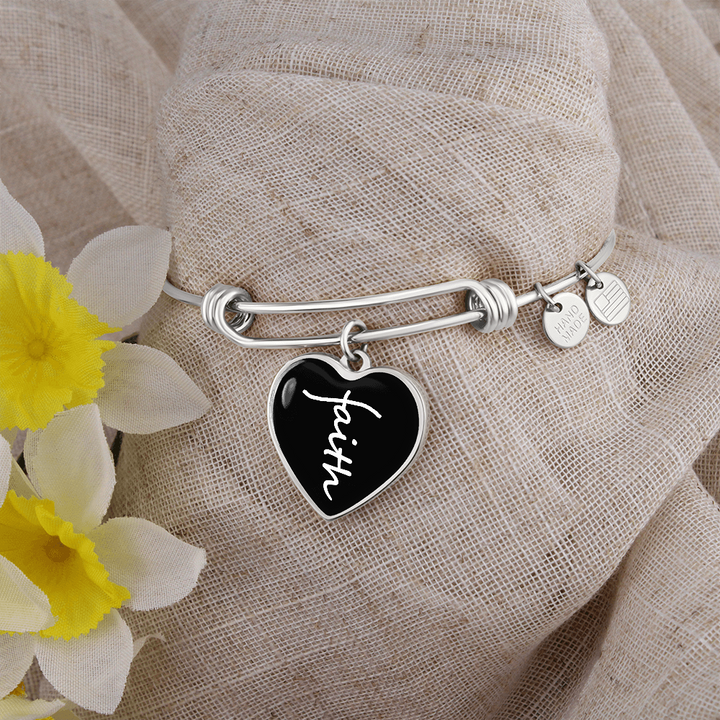 Faith (White) – Luxury Heart Bangle – Gift for Her