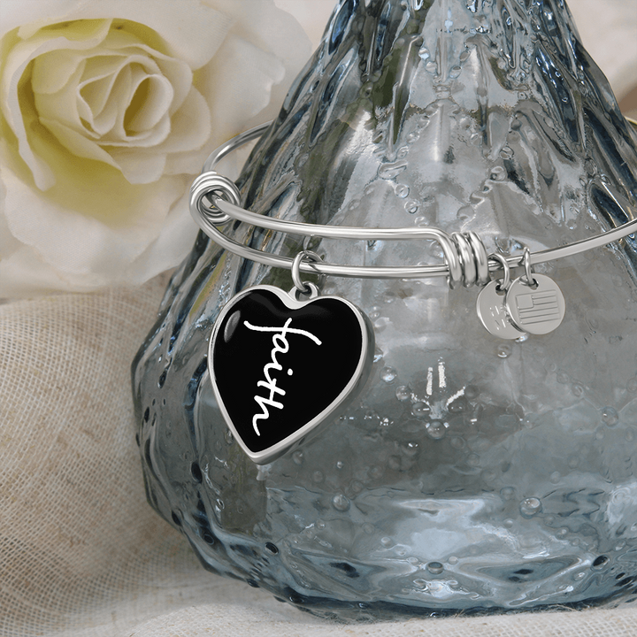 Faith (White) – Luxury Heart Bangle – Gift for Her