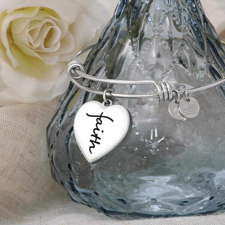 Faith (Black) – Luxury Heart Bangle – Gift for Her