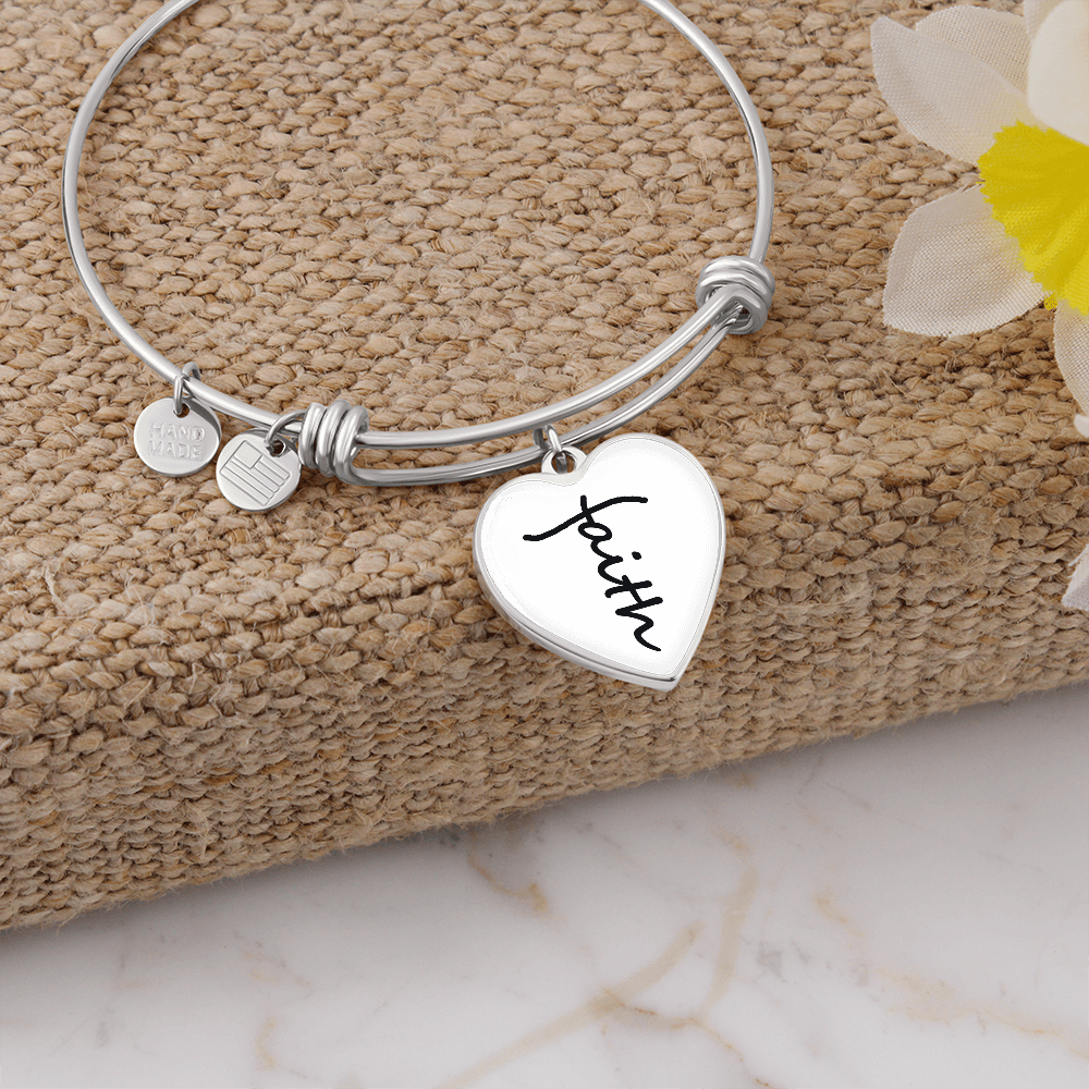 Faith (Black) – Luxury Heart Bangle – Gift for Her