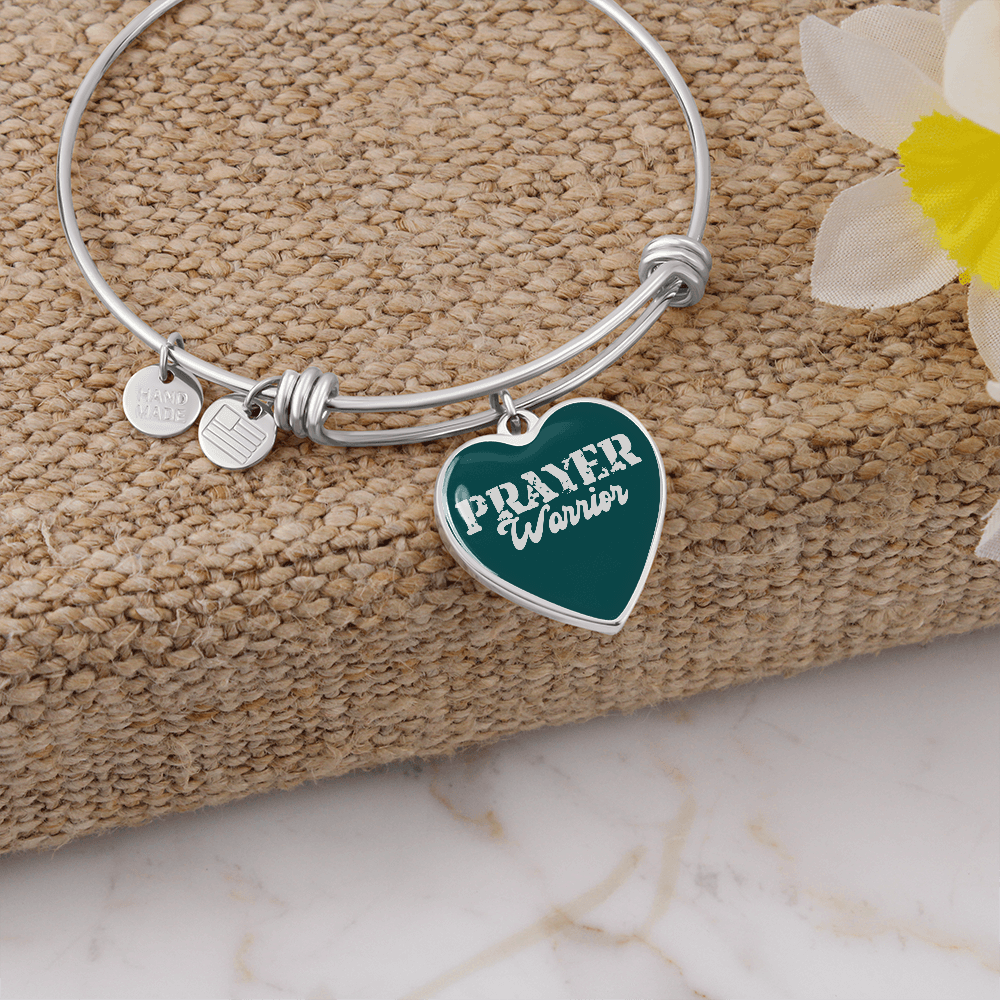 Prayer Warrior - Non-Message Card Luxury Heart Bangle - Gift for Her - Gift for Him
