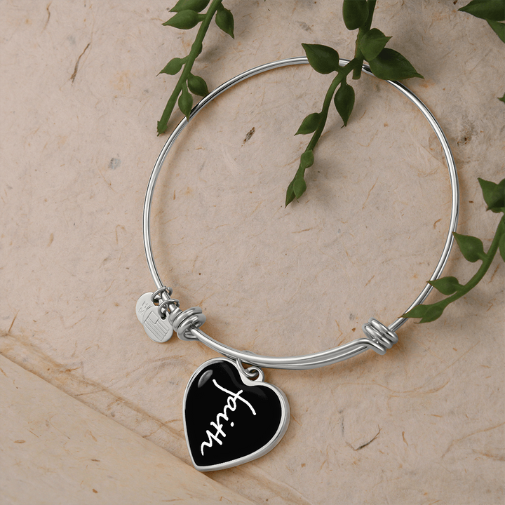Faith (White) – Luxury Heart Bangle – Gift for Her