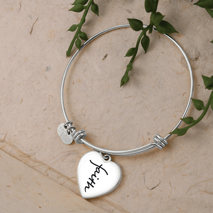 Faith (Black) – Luxury Heart Bangle – Gift for Her