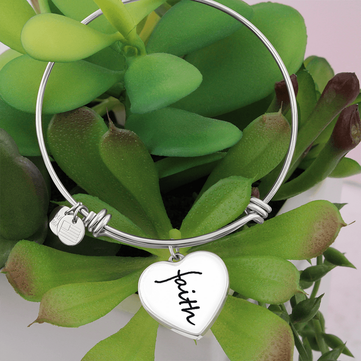 Faith (Black) – Luxury Heart Bangle – Gift for Her
