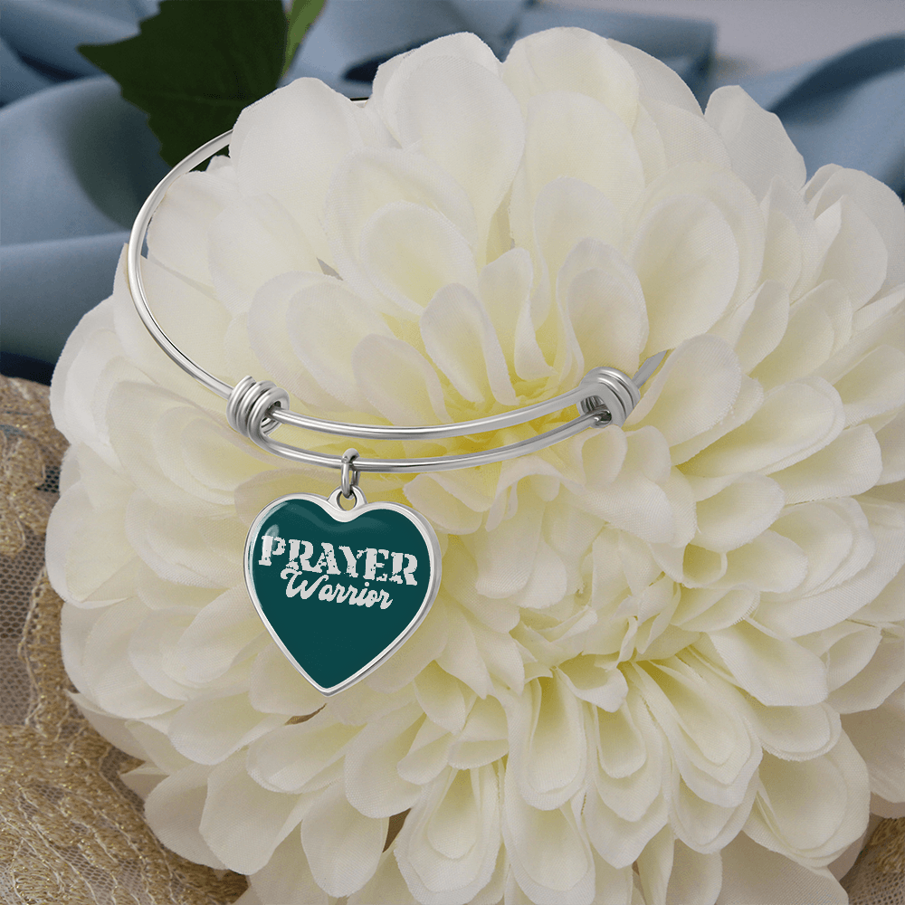 Prayer Warrior - Non-Message Card Luxury Heart Bangle - Gift for Her - Gift for Him