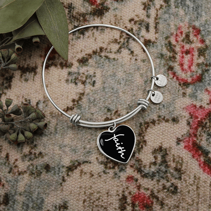 Faith (White) – Luxury Heart Bangle – Gift for Her