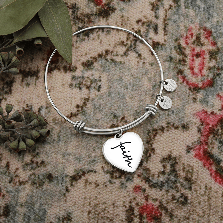 Faith (Black) – Luxury Heart Bangle – Gift for Her