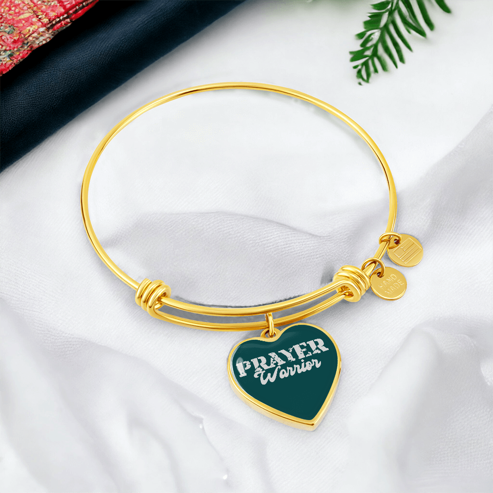 Prayer Warrior - Non-Message Card Luxury Heart Bangle - Gift for Her - Gift for Him