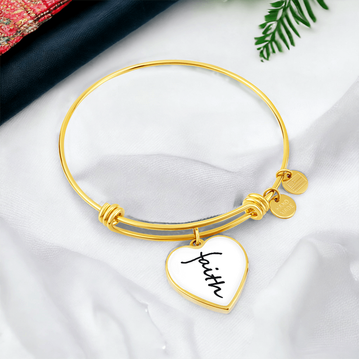 Faith (Black) – Luxury Heart Bangle – Gift for Her