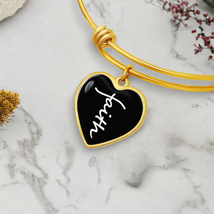 Faith (White) – Luxury Heart Bangle – Gift for Her