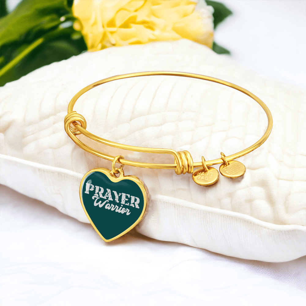 Prayer Warrior - Non-Message Card Luxury Heart Bangle - Gift for Her - Gift for Him