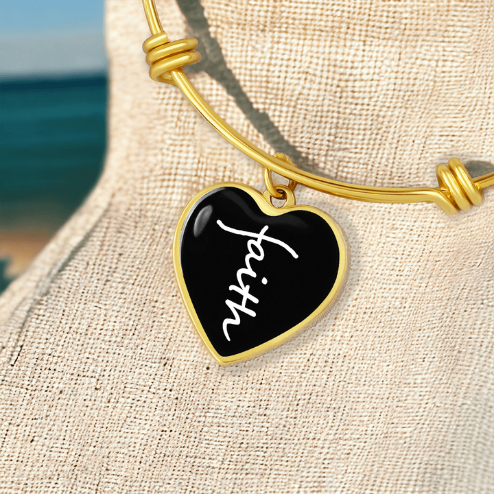 Faith (White) – Luxury Heart Bangle – Gift for Her