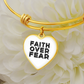 Faith Over Fear (Black) - Non-Message Card Luxury Heart Bangle - Gift for Her - Gift for Him