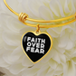 Faith Over Fear (White) - Non-Message Card Luxury Heart Bangle - Gift for Her - Gift for Him