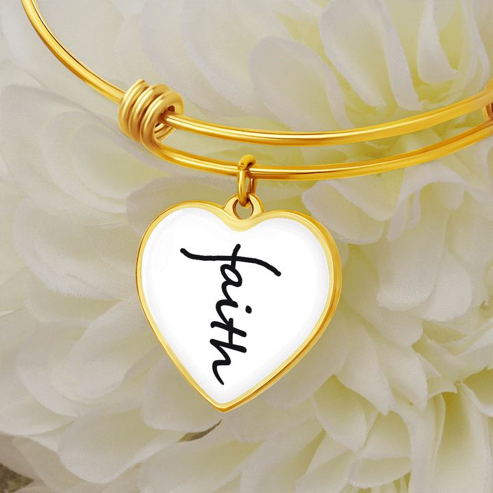 Faith (Black) – Luxury Heart Bangle – Gift for Her