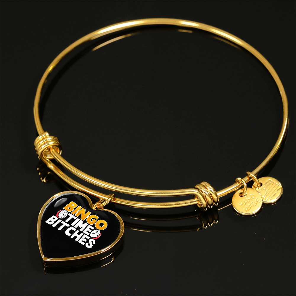 Bingo Time Bitches - Non-Message Card Luxury Heart Bangle - Gift for Her