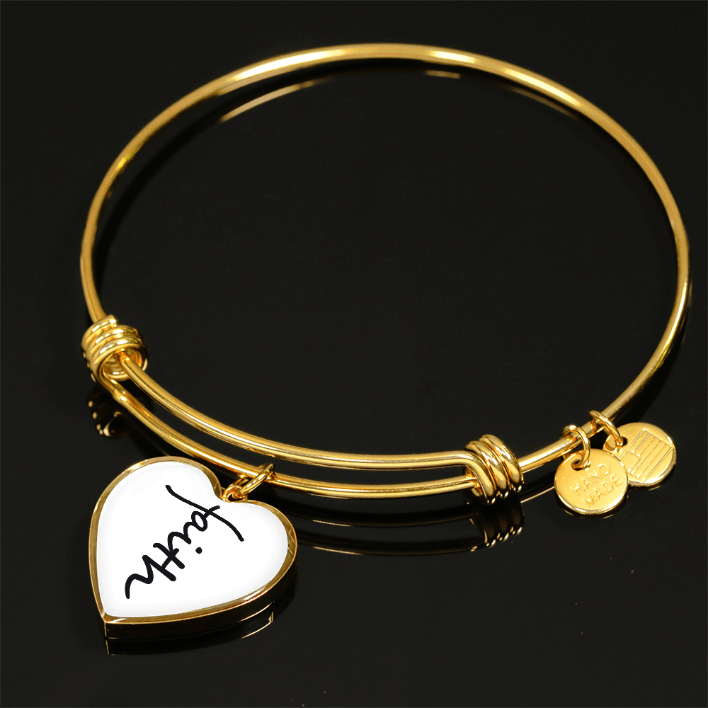 Faith (Black) - Non-Message Card Luxury Heart Bangle - Gift for Her