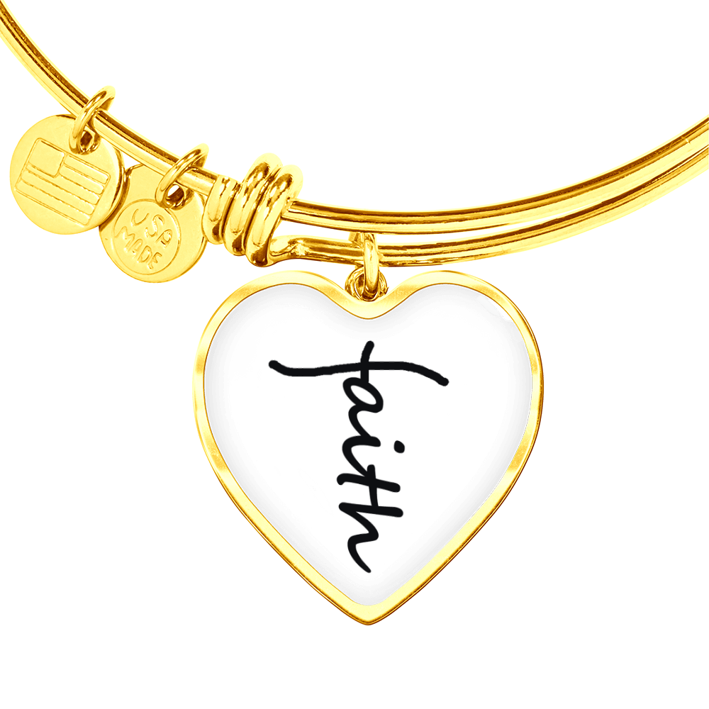 Faith (Black) - Non-Message Card Luxury Heart Bangle - Gift for Her