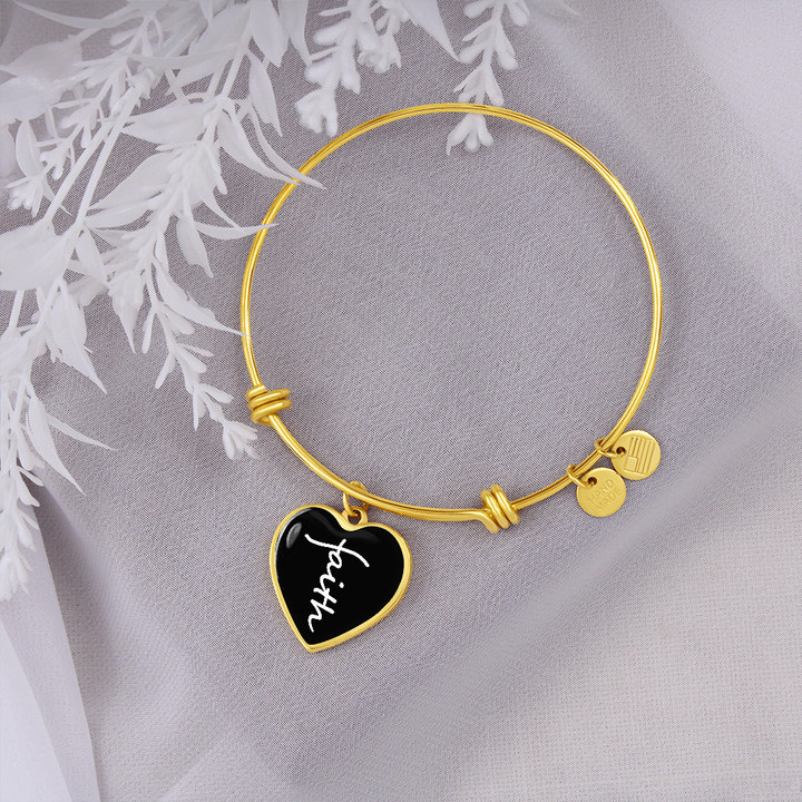 Faith (White) – Luxury Heart Bangle – Gift for Her