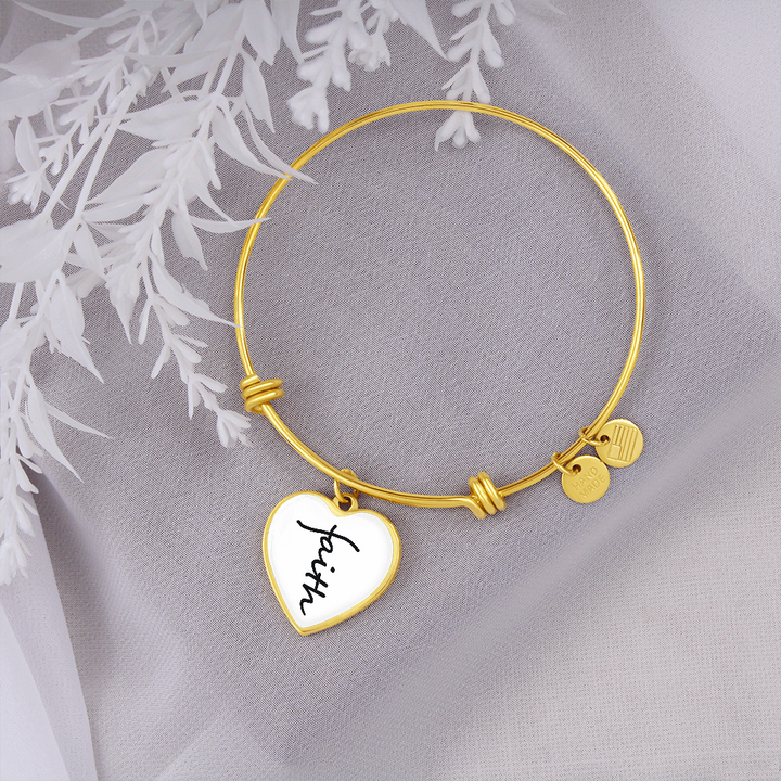 Faith (Black) – Luxury Heart Bangle – Gift for Her