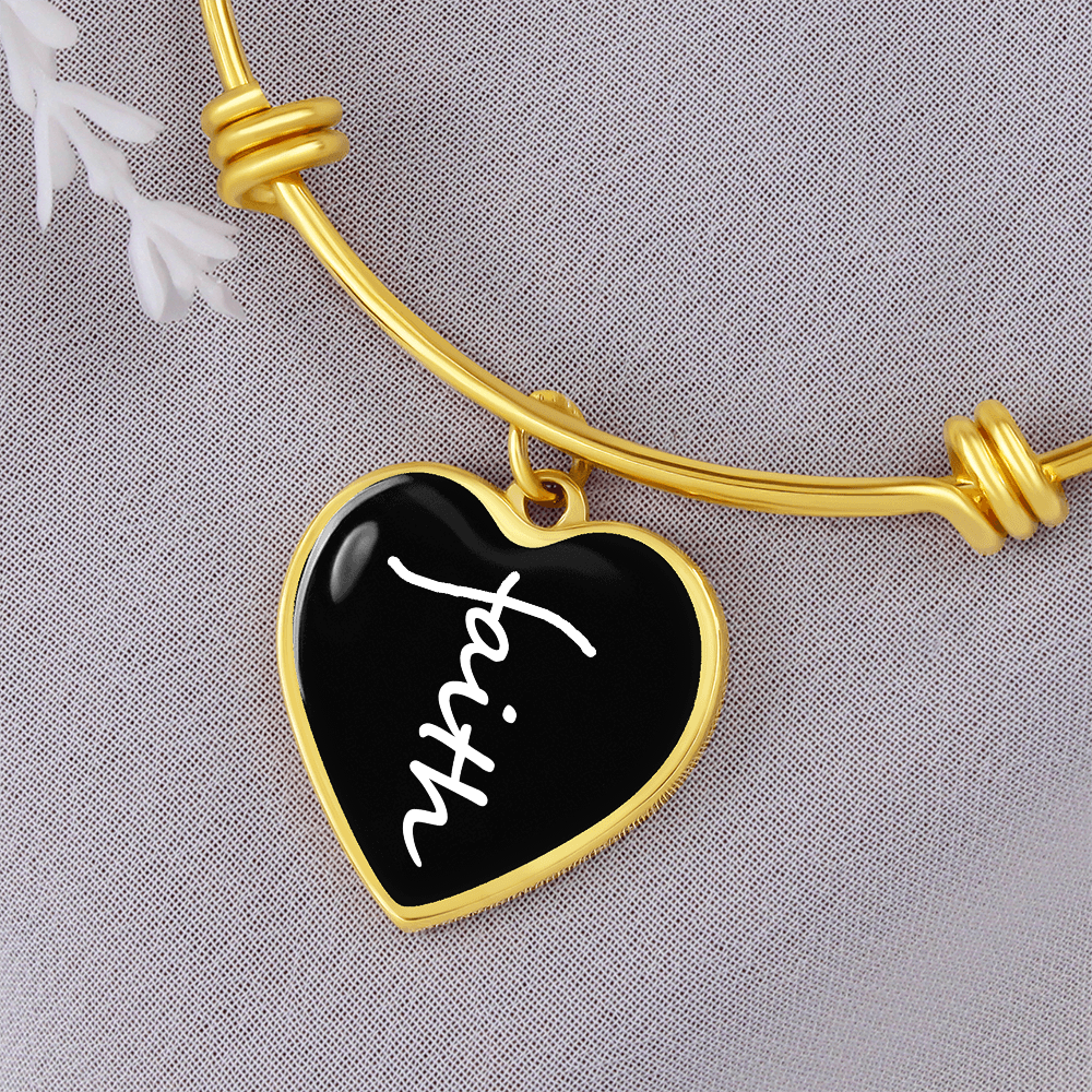 Faith (White) – Luxury Heart Bangle – Gift for Her