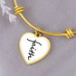 Faith (Black) - Non-Message Card Luxury Heart Bangle - Gift for Her