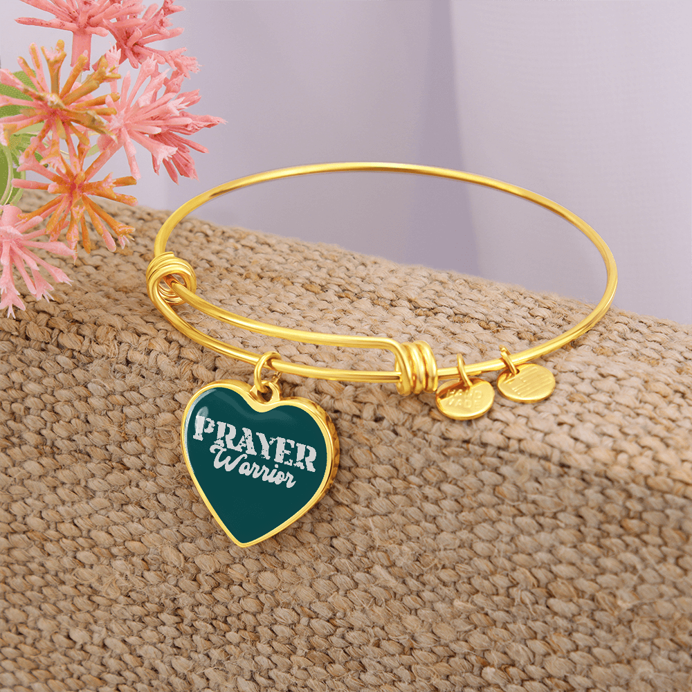 Prayer Warrior - Non-Message Card Luxury Heart Bangle - Gift for Her - Gift for Him