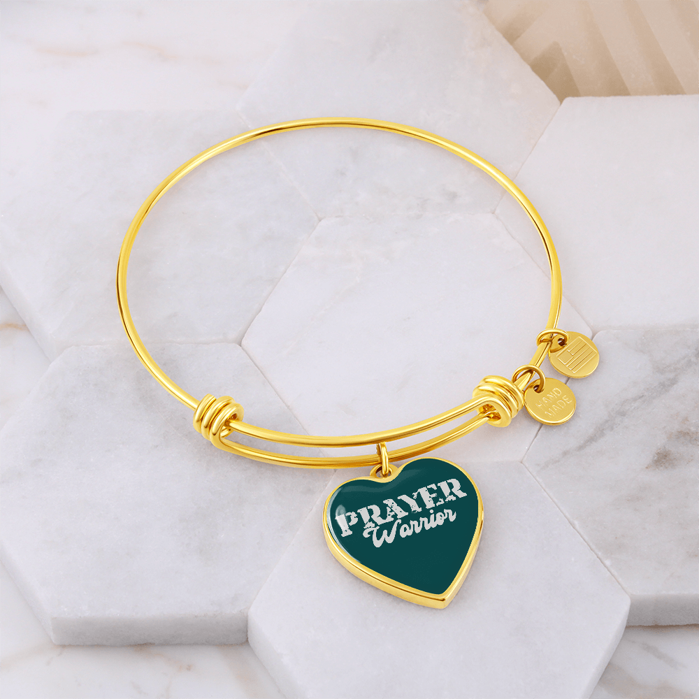 Prayer Warrior - Non-Message Card Luxury Heart Bangle - Gift for Her - Gift for Him