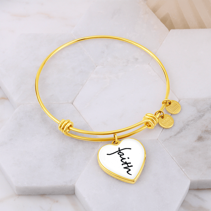 Faith (Black) – Luxury Heart Bangle – Gift for Her