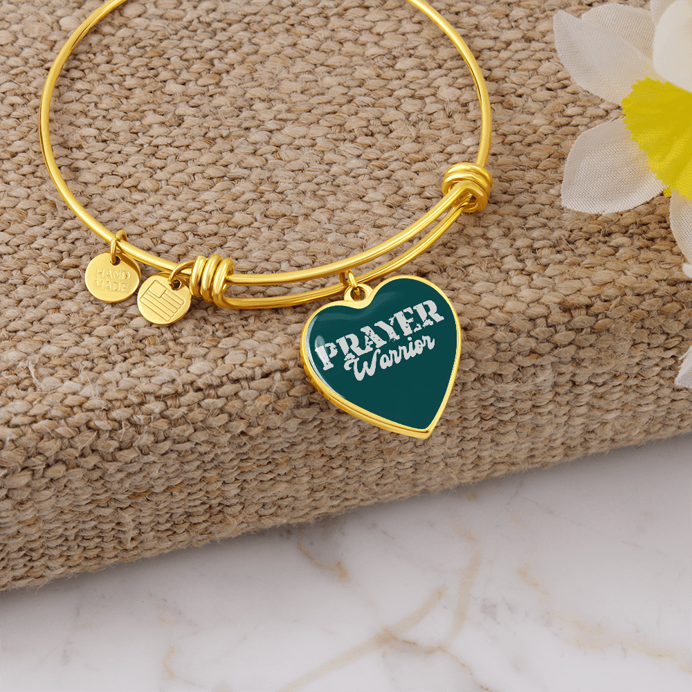 Prayer Warrior - Non-Message Card Luxury Heart Bangle - Gift for Her - Gift for Him