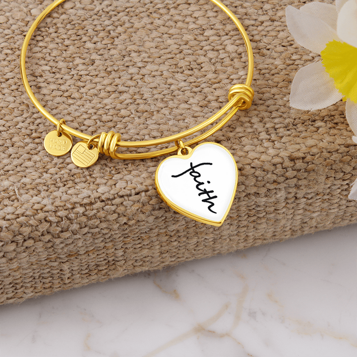 Faith (Black) – Luxury Heart Bangle – Gift for Her