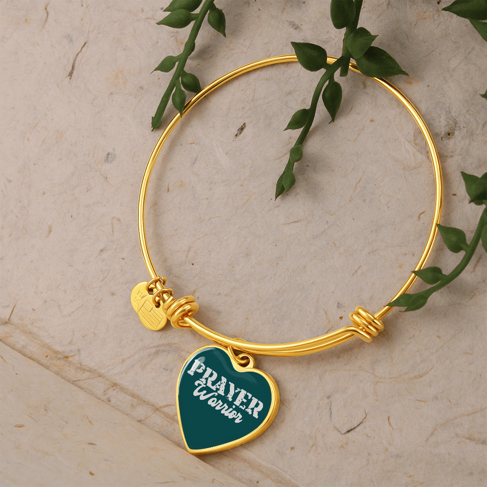 Prayer Warrior - Non-Message Card Luxury Heart Bangle - Gift for Her - Gift for Him