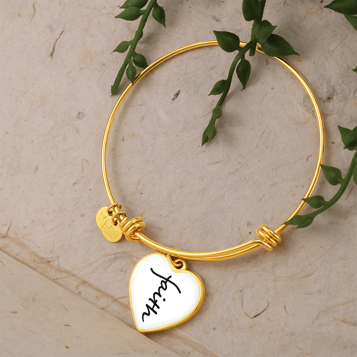 Faith (Black) – Luxury Heart Bangle – Gift for Her