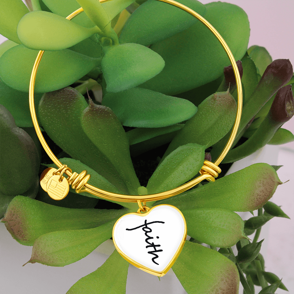 Faith (Black) – Luxury Heart Bangle – Gift for Her