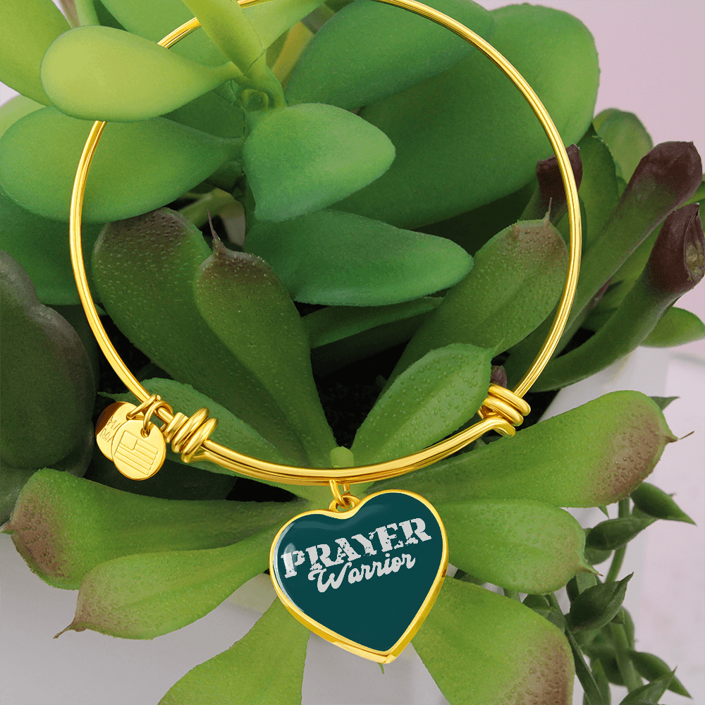Prayer Warrior - Non-Message Card Luxury Heart Bangle - Gift for Her - Gift for Him