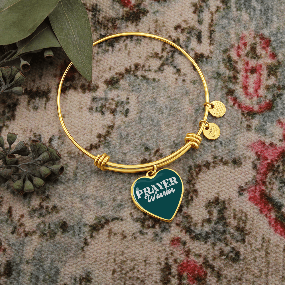 Prayer Warrior - Non-Message Card Luxury Heart Bangle - Gift for Her - Gift for Him