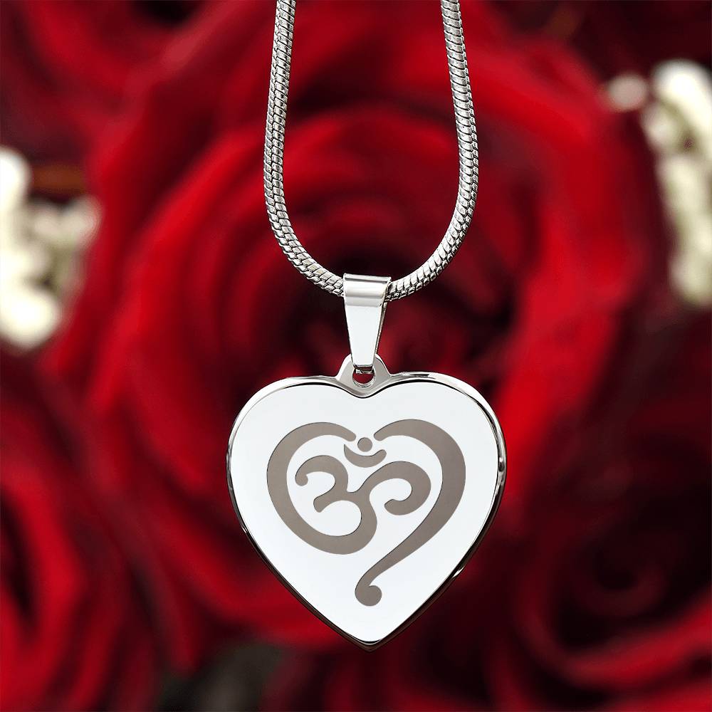 Namaste Symbol – Engraved Heart Necklace – Gift for Her