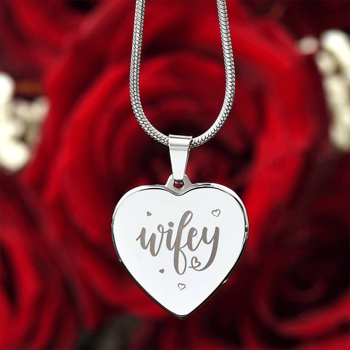 Wifey – Engraved Heart Necklace – Gift for Wife
