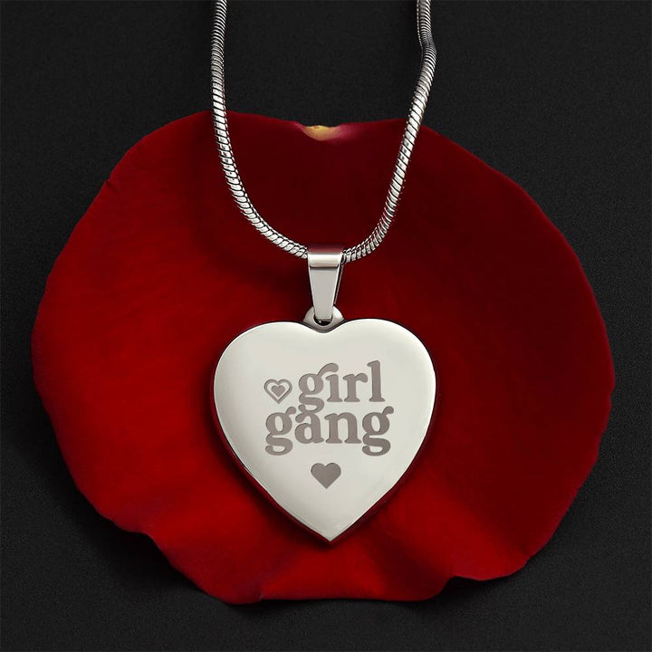 Girl Gang – Engraved Heart Necklace – Gift for Her
