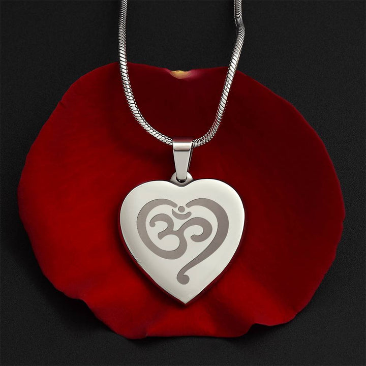 Namaste Symbol – Engraved Heart Necklace – Gift for Her