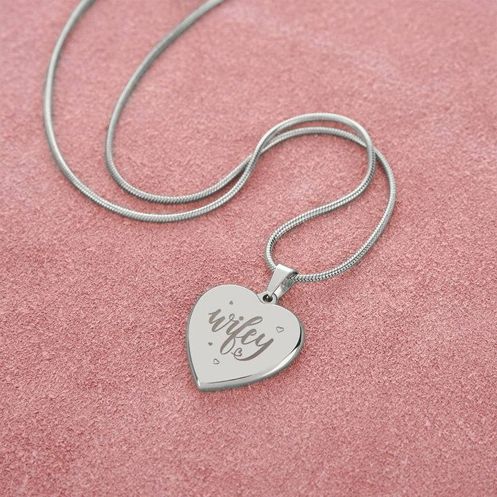 Wifey – Engraved Heart Necklace – Gift for Wife