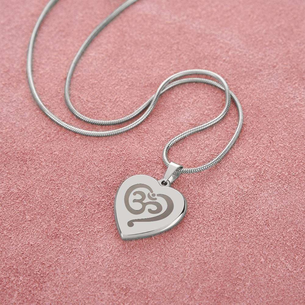 Namaste Symbol – Engraved Heart Necklace – Gift for Her