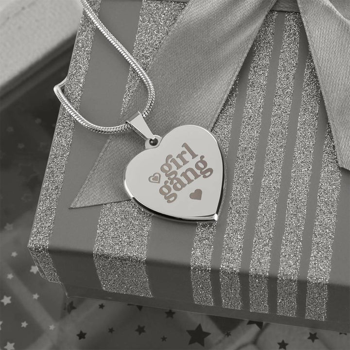 Girl Gang – Engraved Heart Necklace – Gift for Her