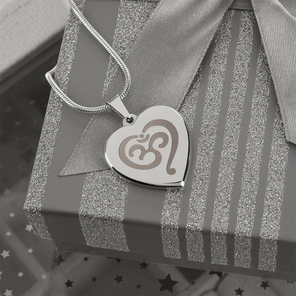 Namaste Symbol – Engraved Heart Necklace – Gift for Her