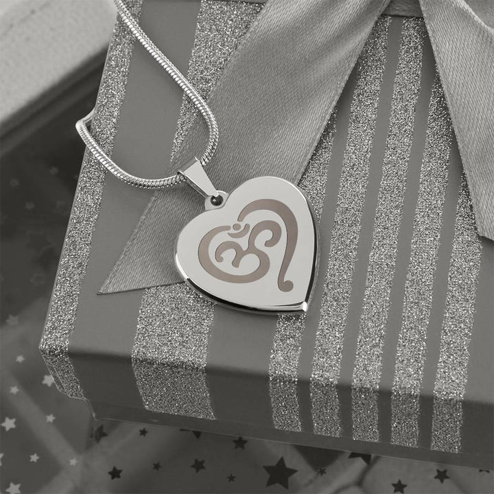 Namaste Symbol – Engraved Heart Necklace – Gift for Her