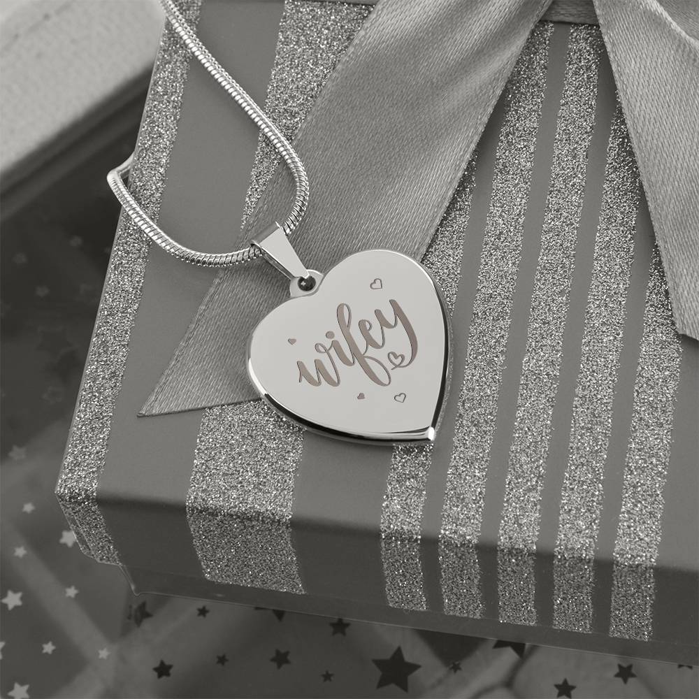 Wifey – Engraved Heart Necklace – Gift for Wife