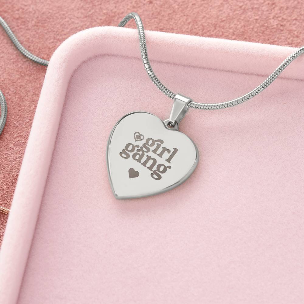 Girl Gang – Engraved Heart Necklace – Gift for Her