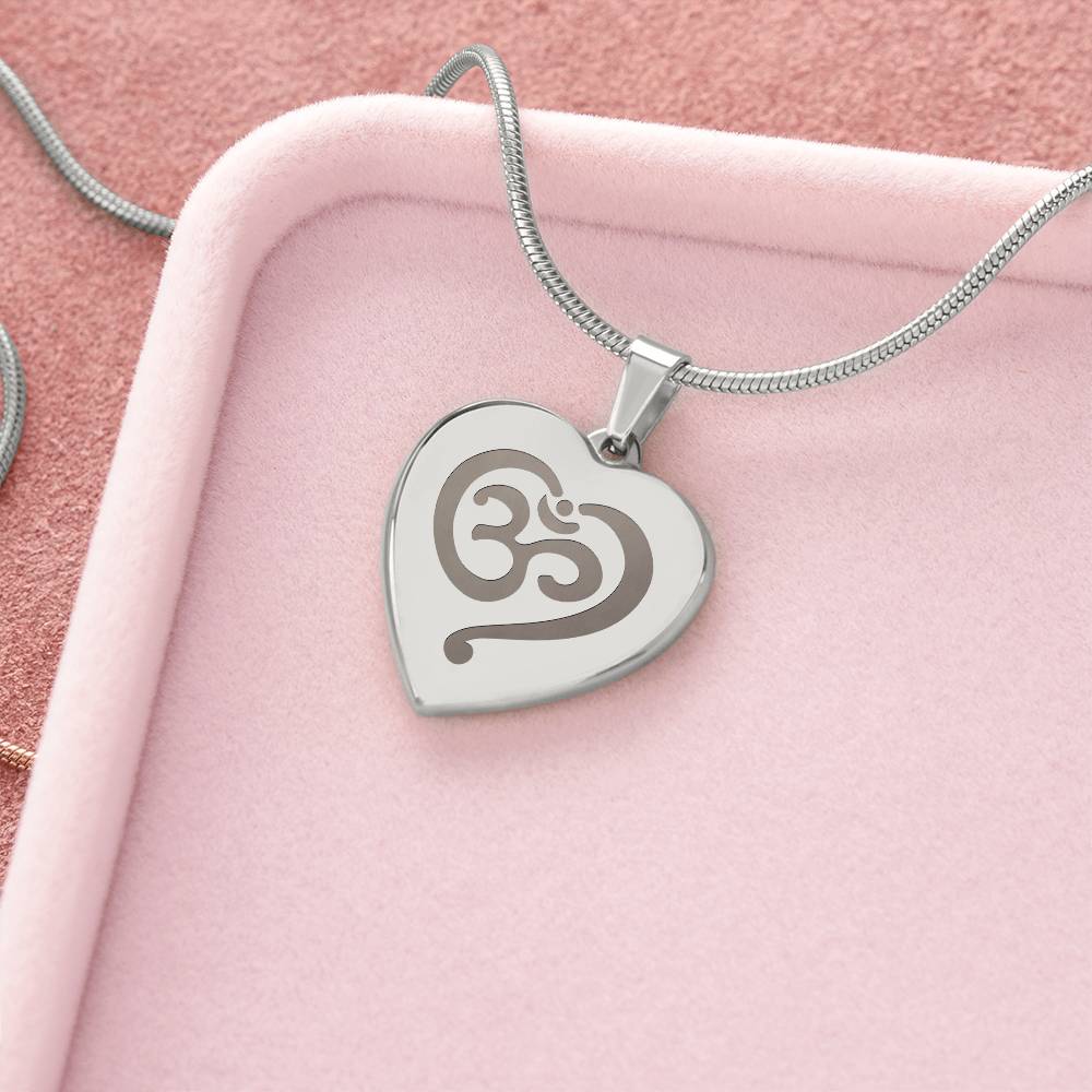 Namaste Symbol – Engraved Heart Necklace – Gift for Her