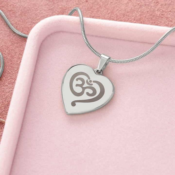 Namaste Symbol – Engraved Heart Necklace – Gift for Her